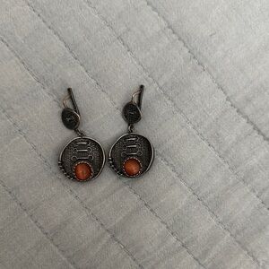 Elegant Black and Orange Dangle Earrings